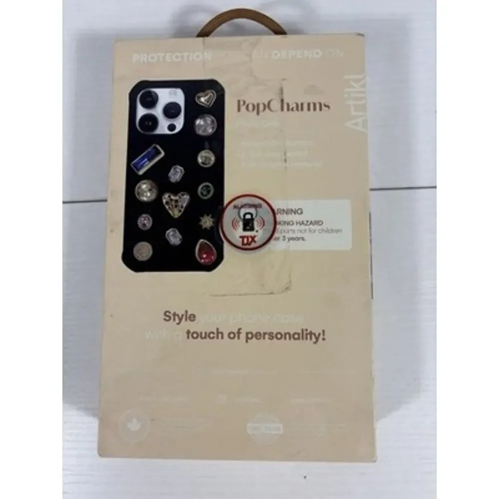 NEW! Artikl PopCharms iPhone 16 Pro Max Case 15 Gem Charms Black